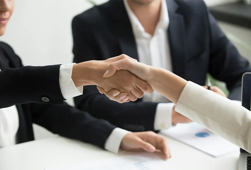 Business partners shaking hands